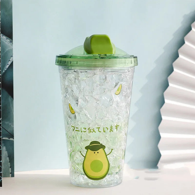 Double Layer Cartoon Summer Oush lid Ice Cup To Keep Cold Water Cup - Bellarte Enchanté Double Layer Cartoon Summer Oush lid Ice Cup To Keep Cold Water Cup